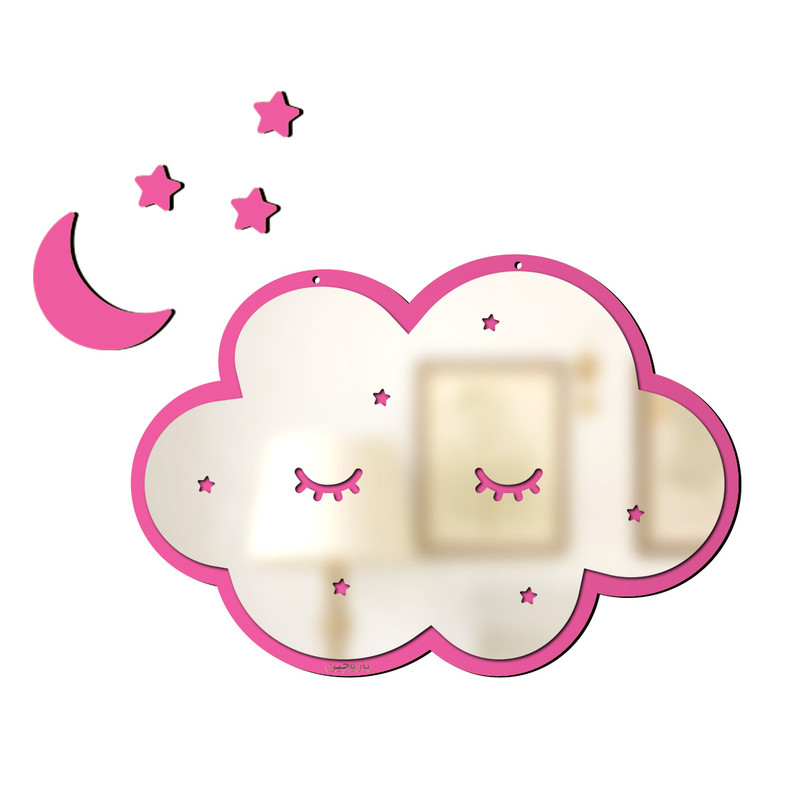 استیکر چوبی کودک باروچین مدل  ابر آیینه ای کد m-1-pink