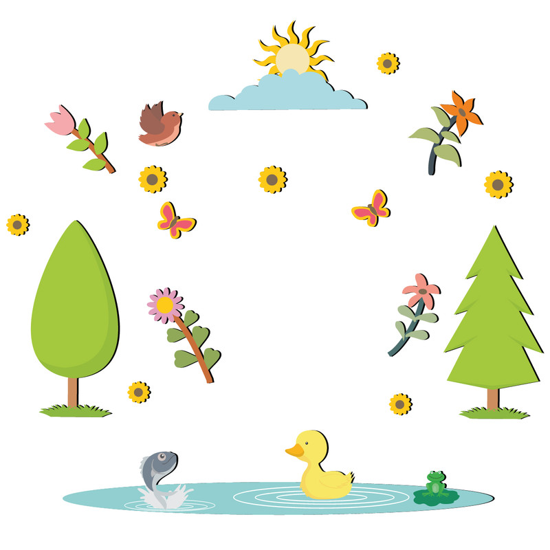 استیکر چوبی باروچین طرح Spring Time